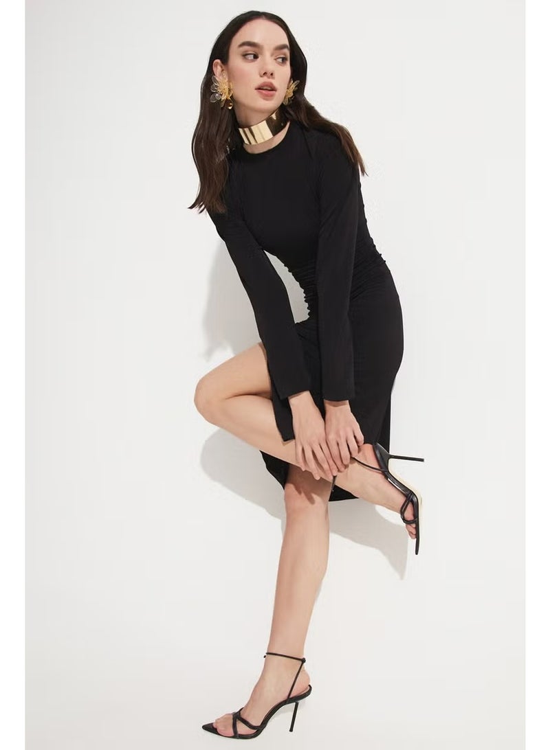JUNE Ruched Knit Dress - Image 2